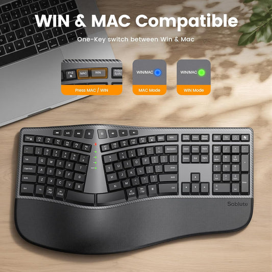 SABLUTE Combo ergonómico de teclado y mouse, diseño dividido, mouse...