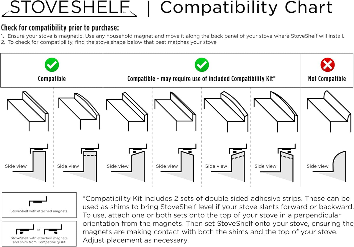 StoveShelf Estante magnético de acero inoxidable de 30 pulgadas de...