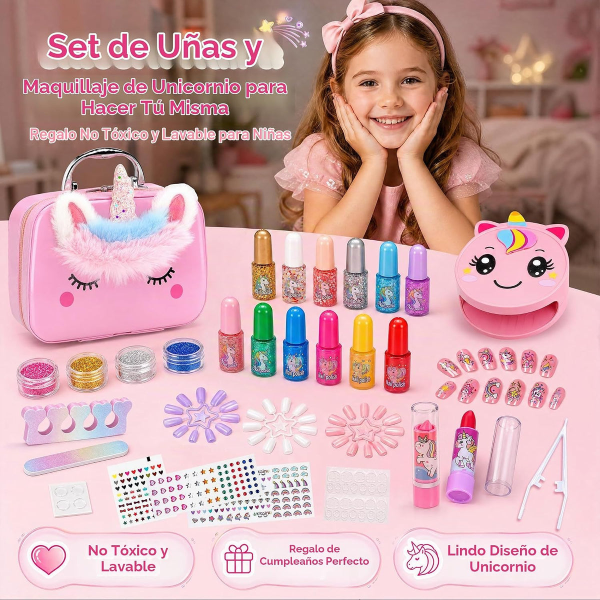 Kit de esmalte de uñas para niñas \u2013 no tóxico incluido secador...