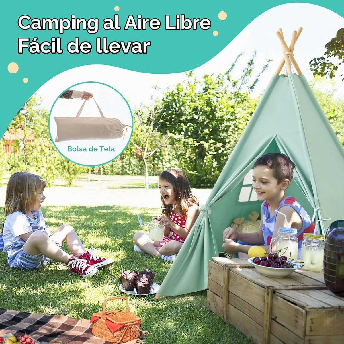 RongFa Tienda de campaña tipi para niños, tienda de campaña portáti...