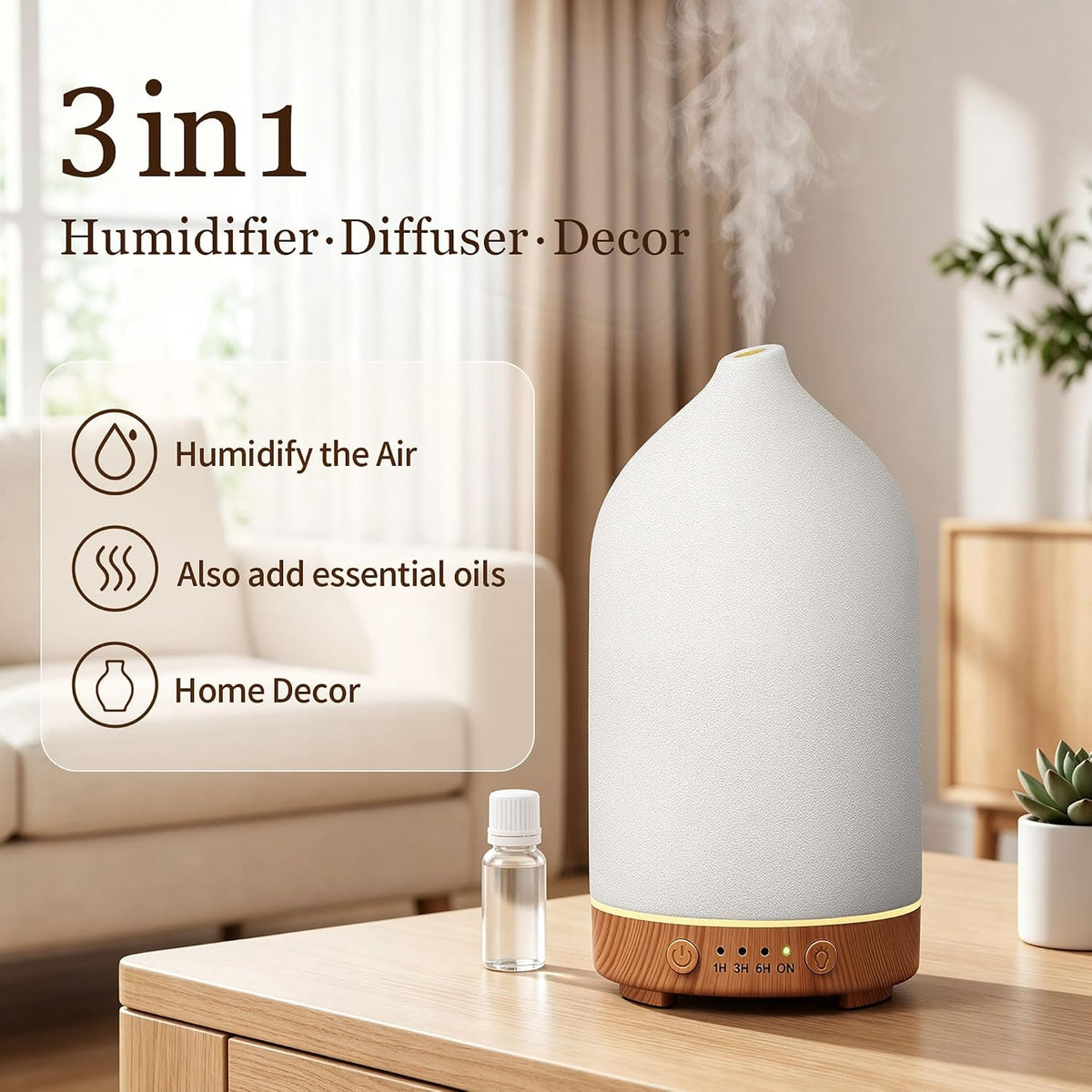 Gooamp Difusor de aceite esencial de cerámica de 6.8 fl oz para el...