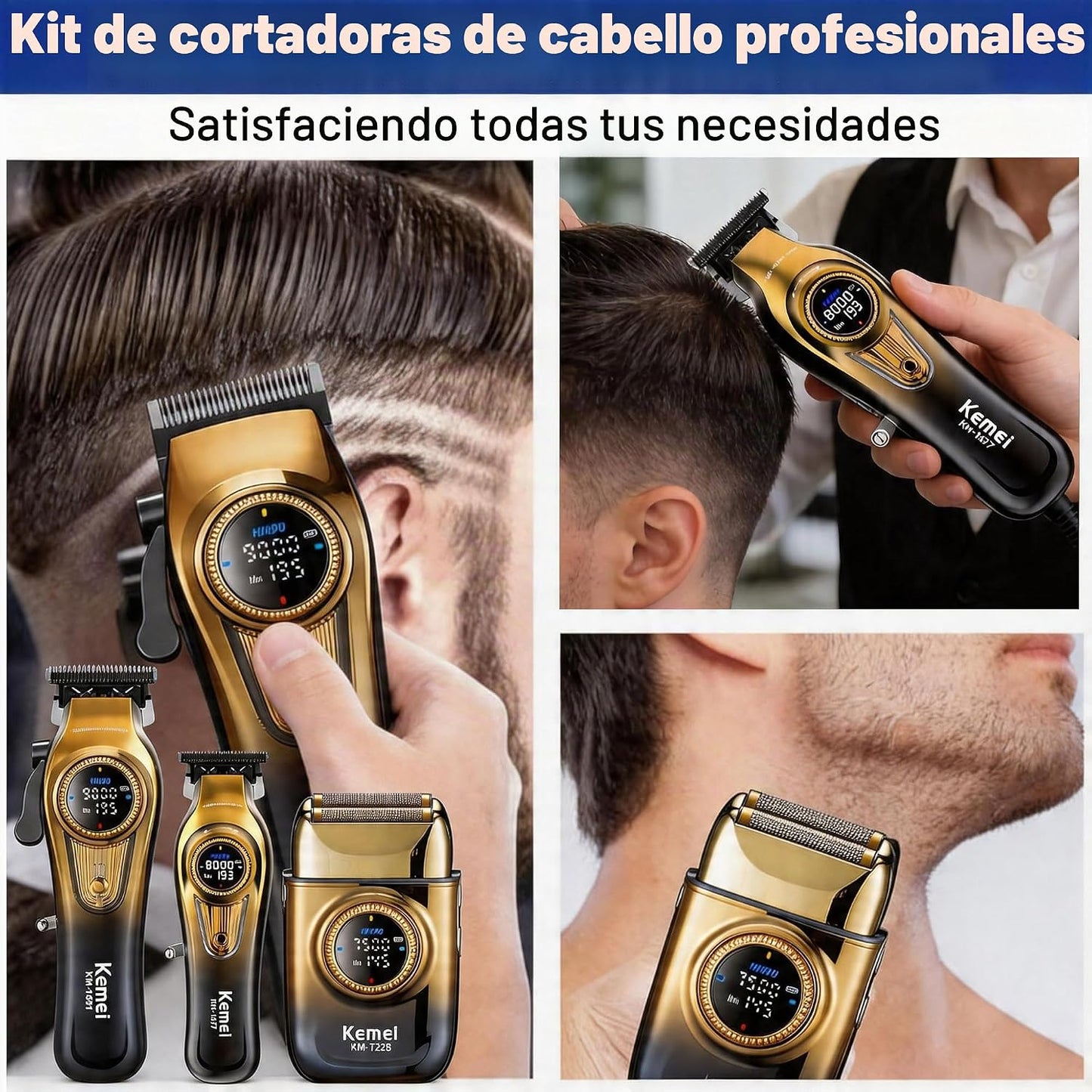 Cortadora de pelo profesional 3 en 1 para hombres, kit de peluquerí...