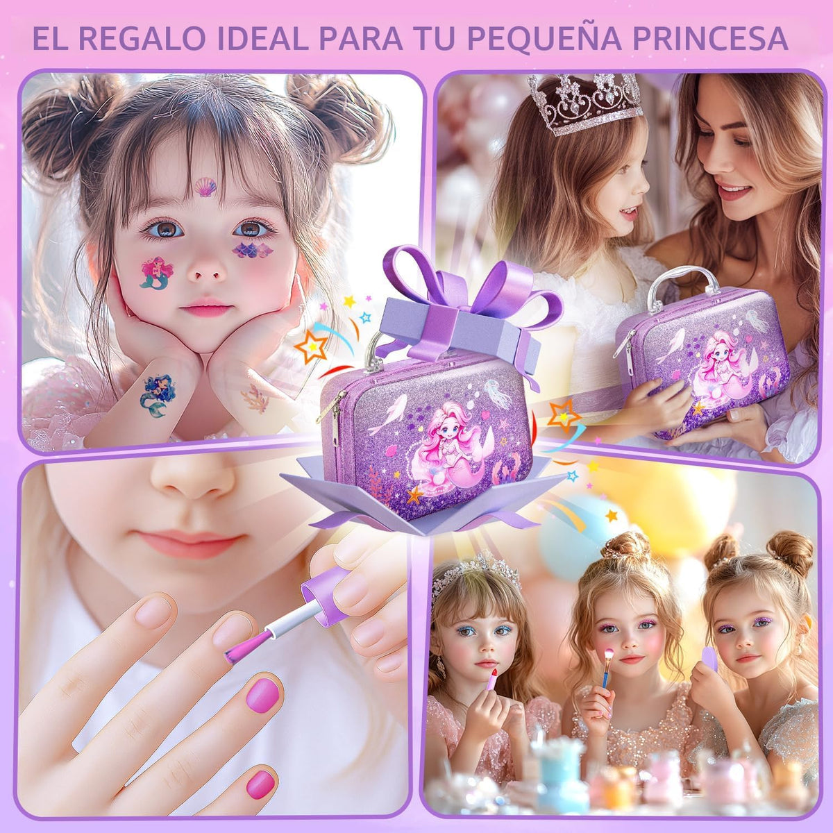 Hohosunlar Maquillaje para niños pequeños, juego de maquillaje lava...
