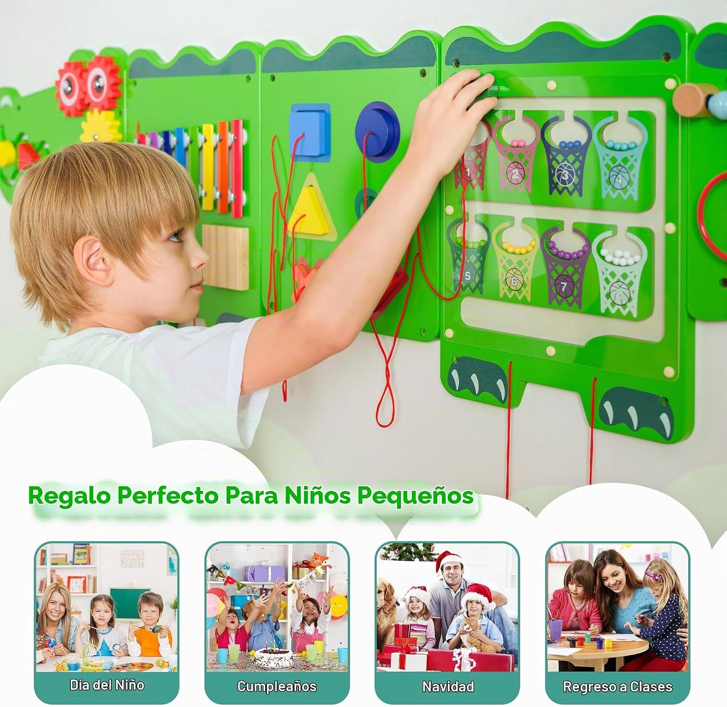 nigwet Juguetes sensoriales de cocodrilo, paneles de pared de activ...