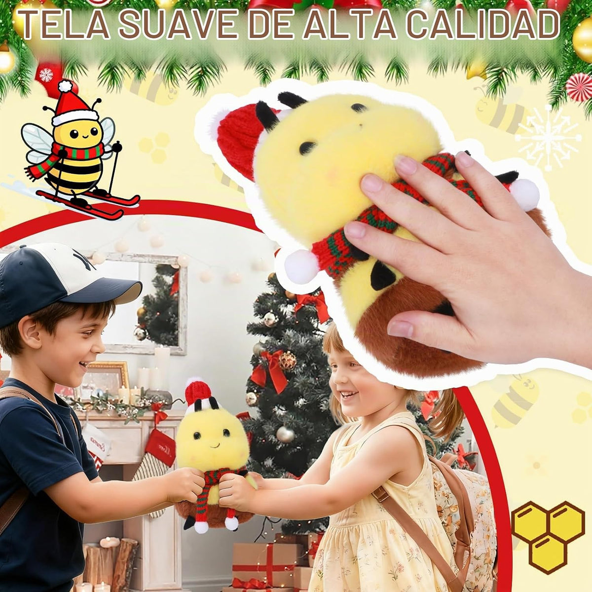RHHSSE Juguete de peluche de abeja de Navidad - Abeja bonita y rego...