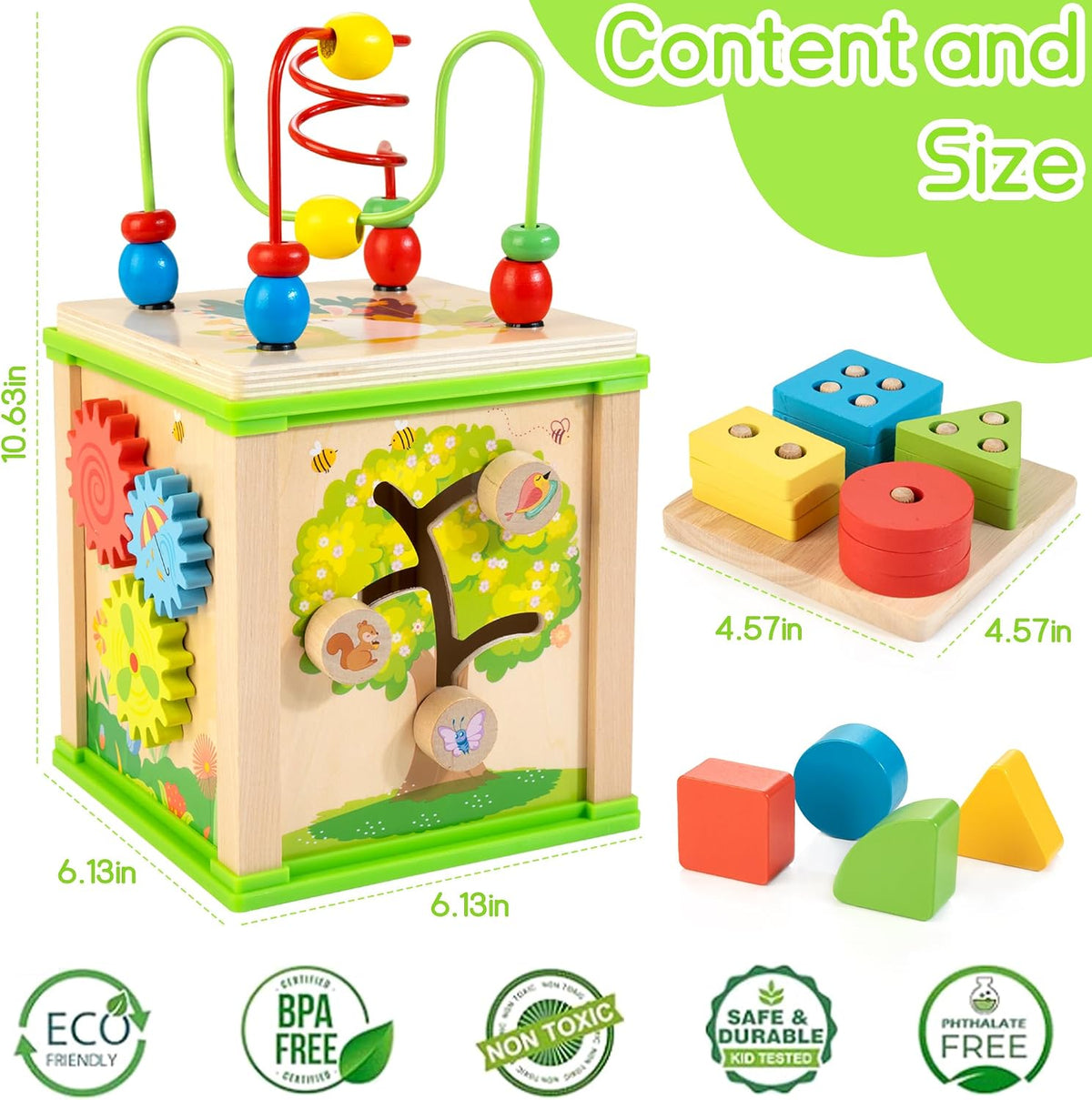 WOODMAM Cubo de Actividades de Madera 7 en 1 | Juguetes Montessori...