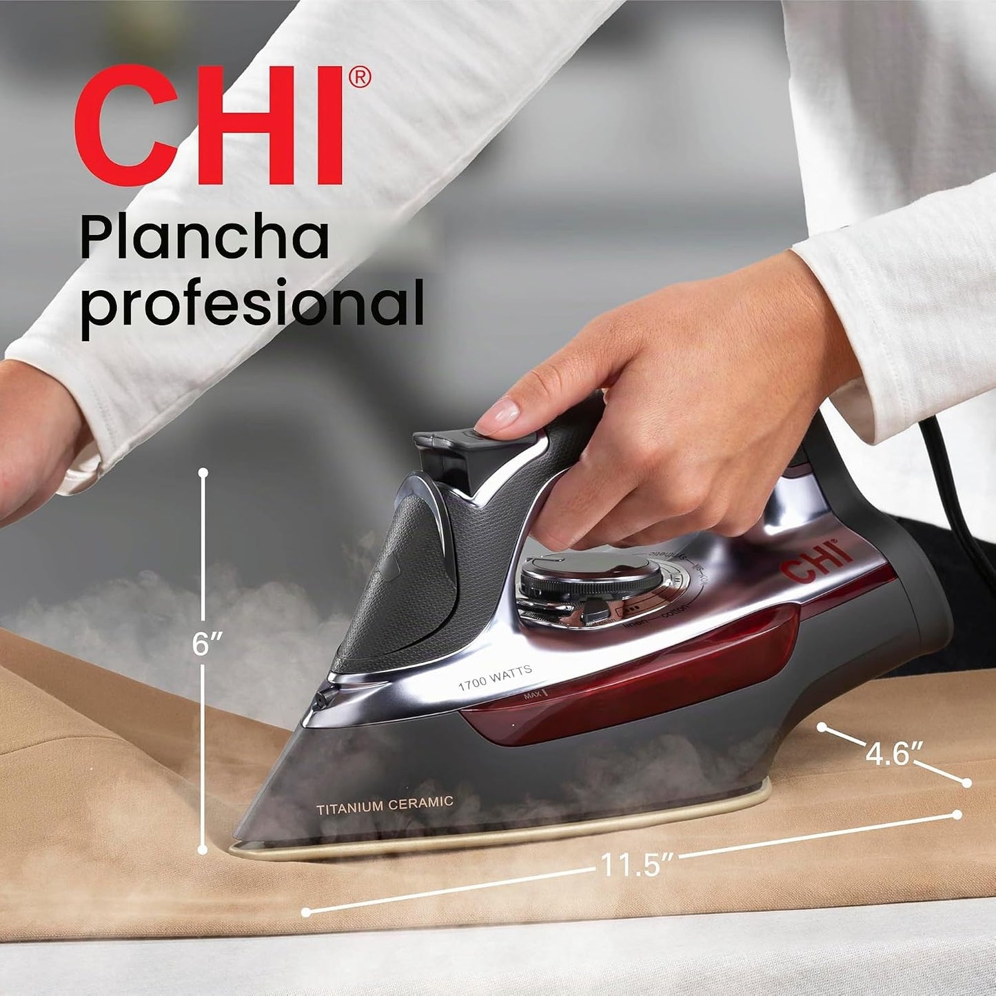 CHI Plancha profesional de vapor para ropa con ráfaga de vapor vert...