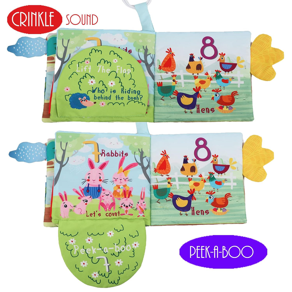 Fish Baby Crinkle Books &amp; Farm Baby Toy para bebés recién nacid...