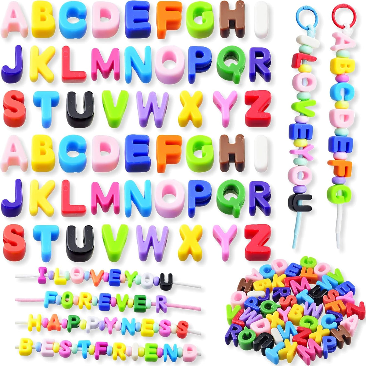 Cuentas de letras grandes 52 piezas, cuentas de paracord acrílicas,...