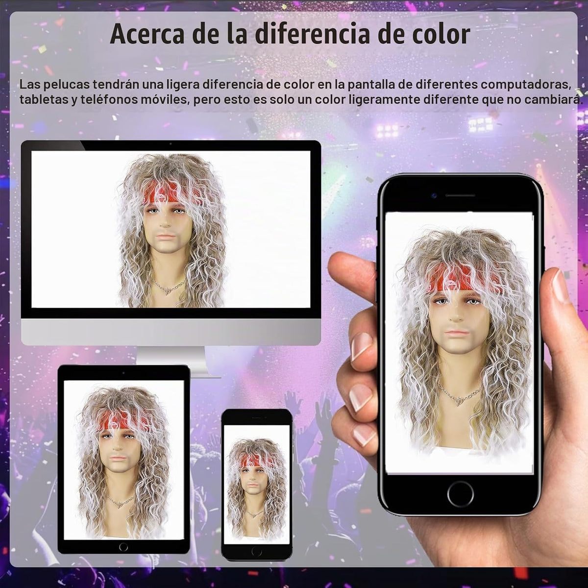 Guree Hair 6 pelucas de salmonete rockero para hombres y mujeres, u...