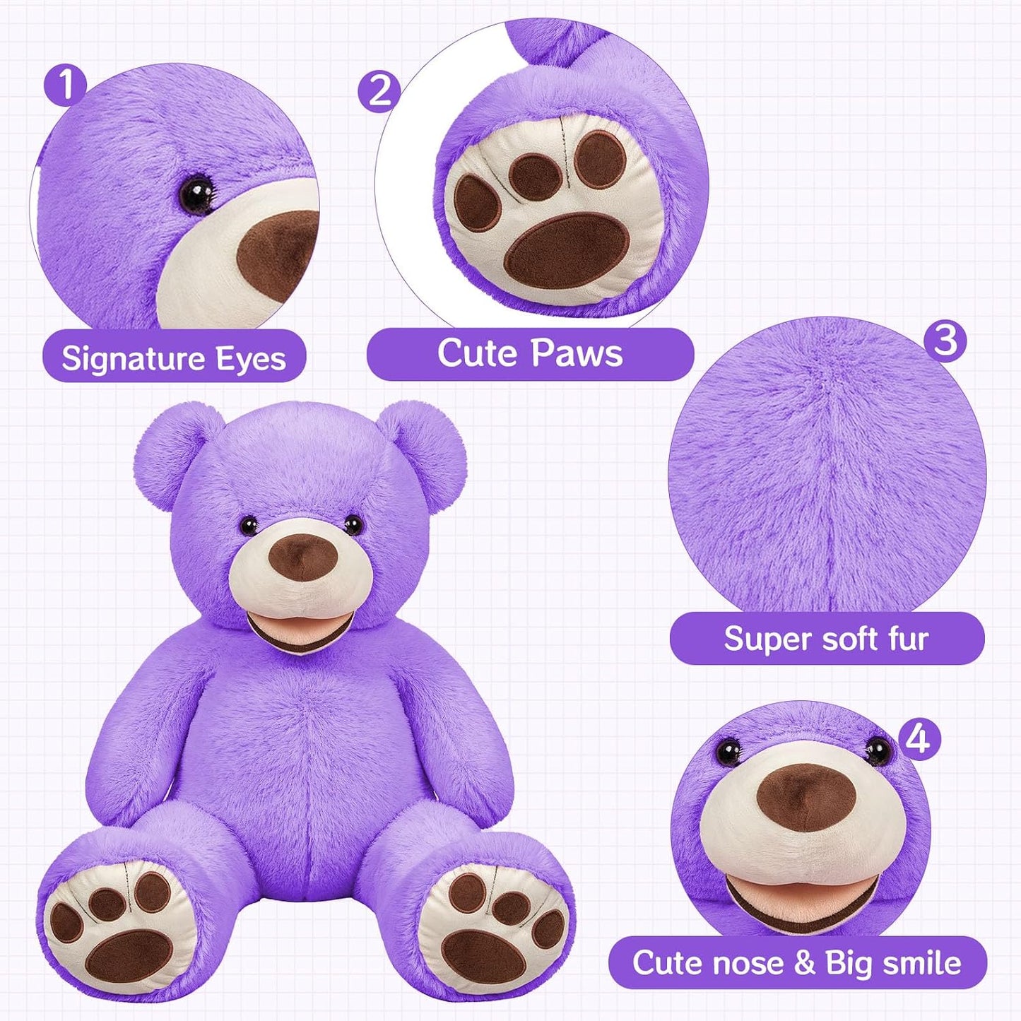 SRANWOW Oso de peluche gigante súper suave con detalles de pata (mo...