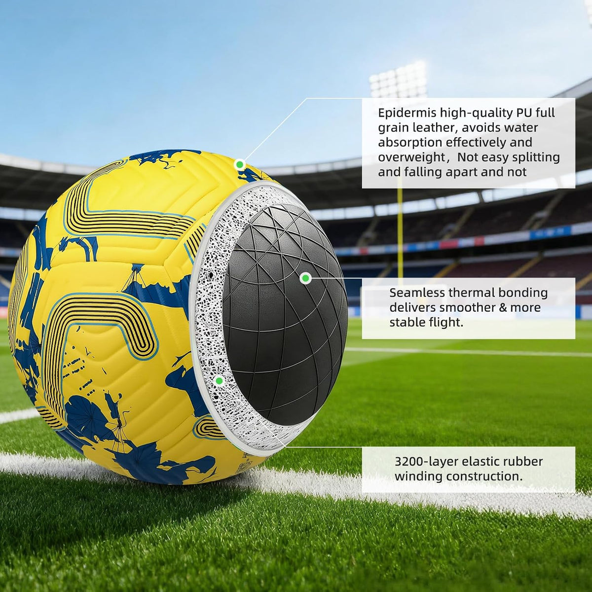 CWBCWB Balón de fútbol tamaño 5 para adultos y jóvenes, pelota de e...