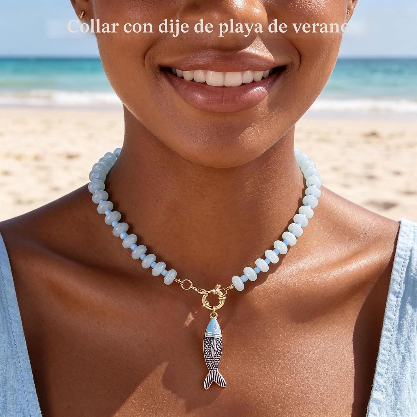 GLRITY Collares bohemios de peces con cuentas para mujer, collar de...