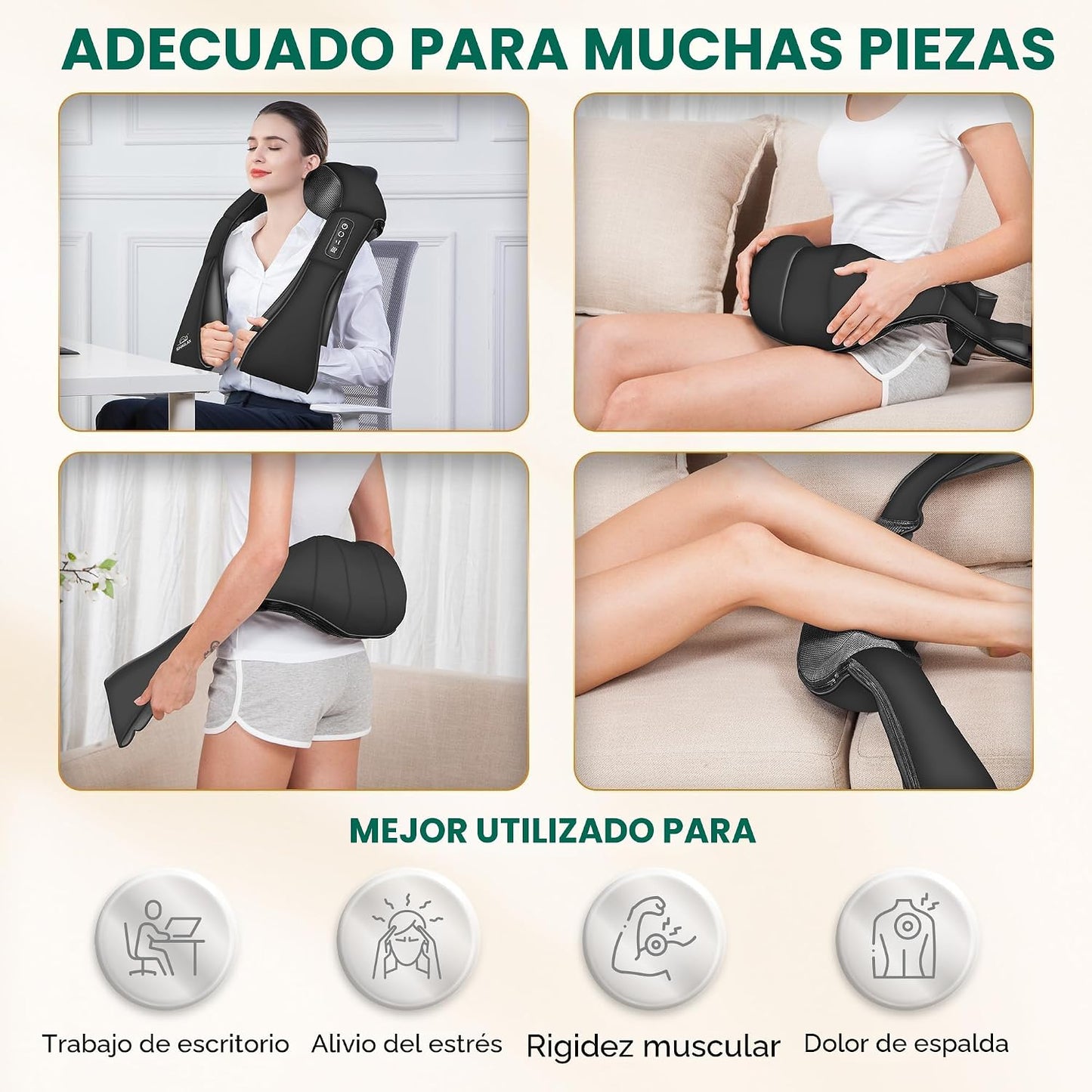 Snailax Masajeador inalámbrico \u2013 Shiatsu Masajeador de cuello...