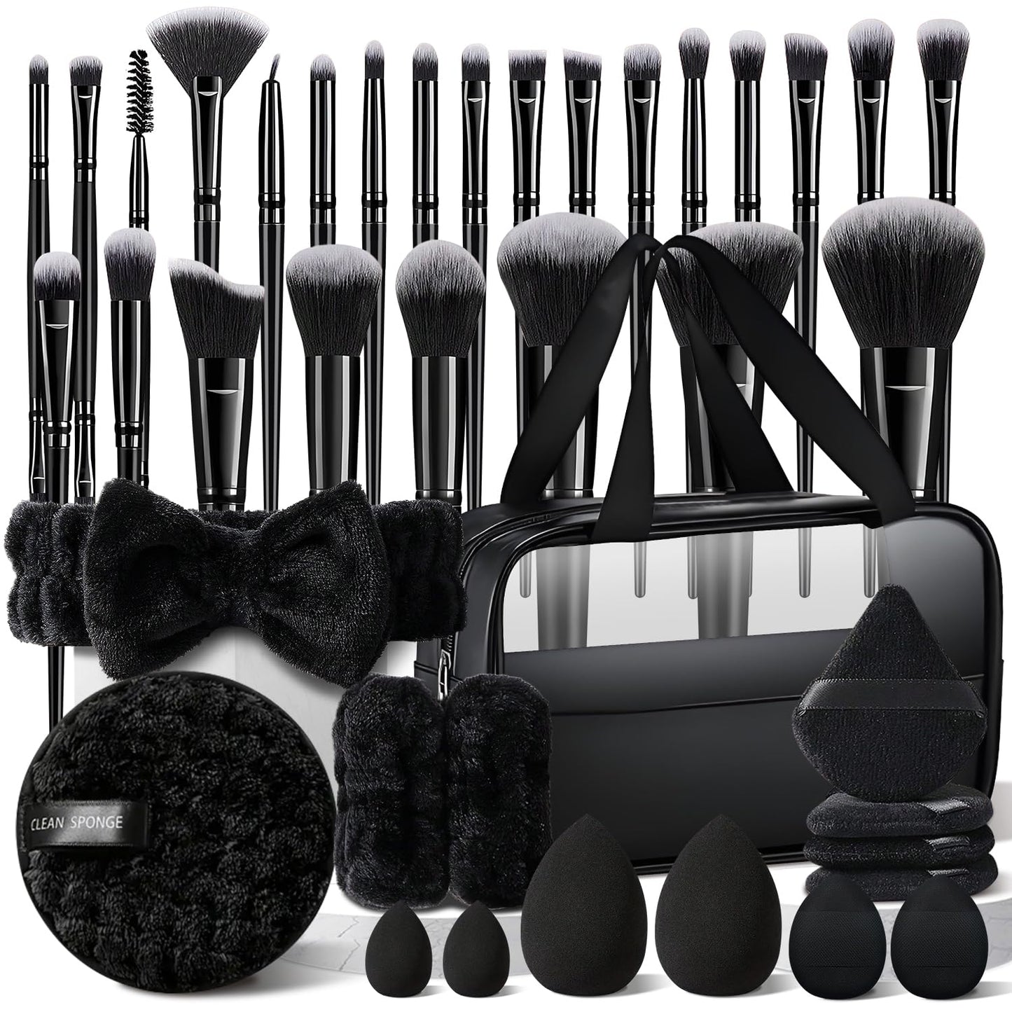 HGHDBT Juego de 40 pinceles de maquillaje negros Kit de maquillaje...