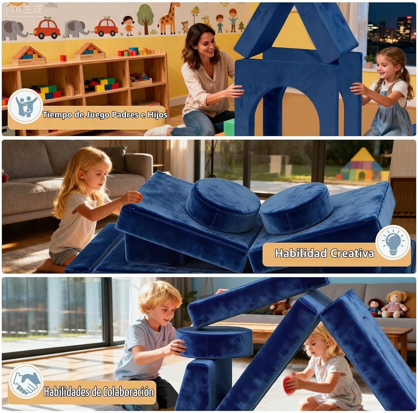 Decmuerx Sofá modular de juego para niños, 12 piezas, sofá modular...
