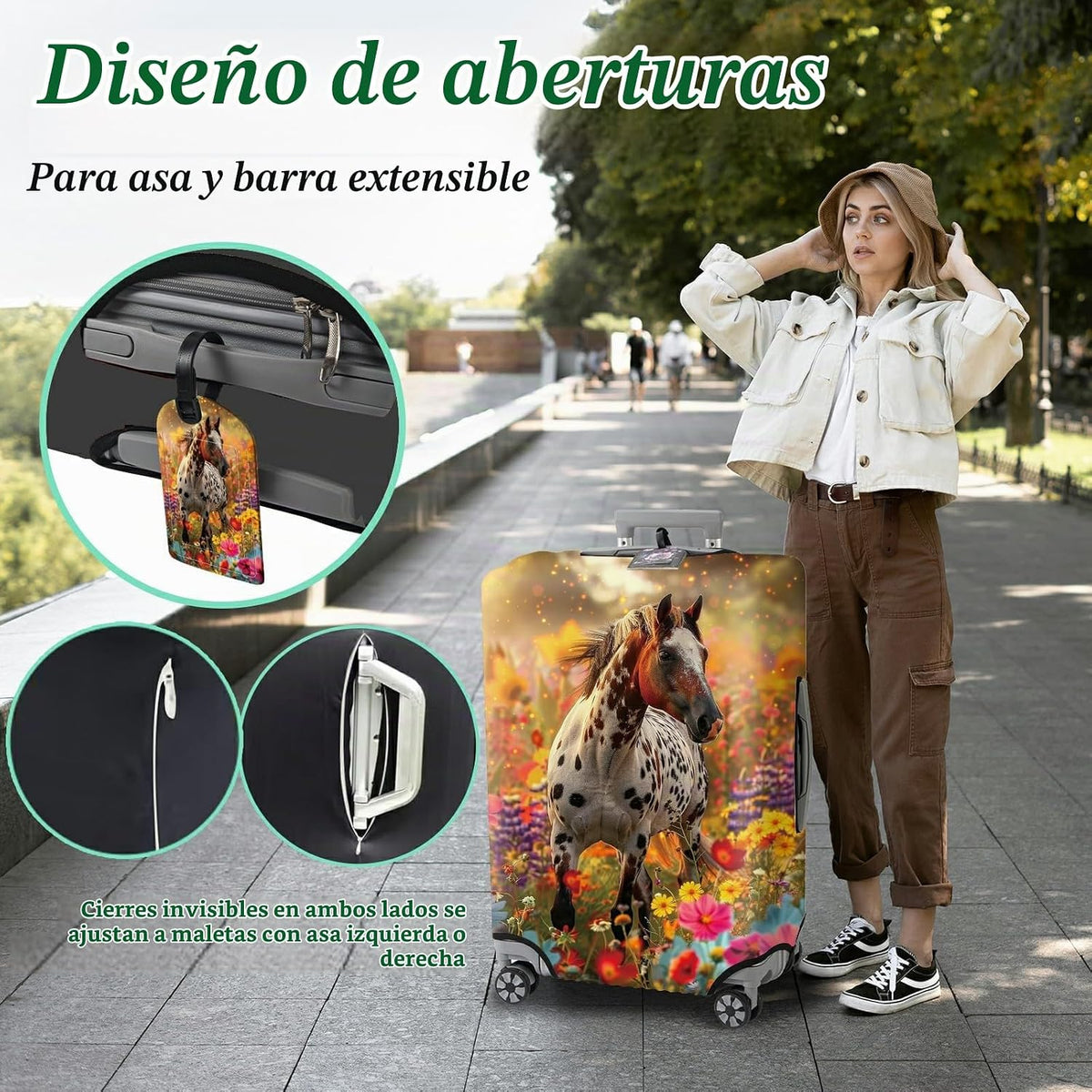 BWEGRHE Funda protectora de maleta + etiqueta, funda para maleta de...