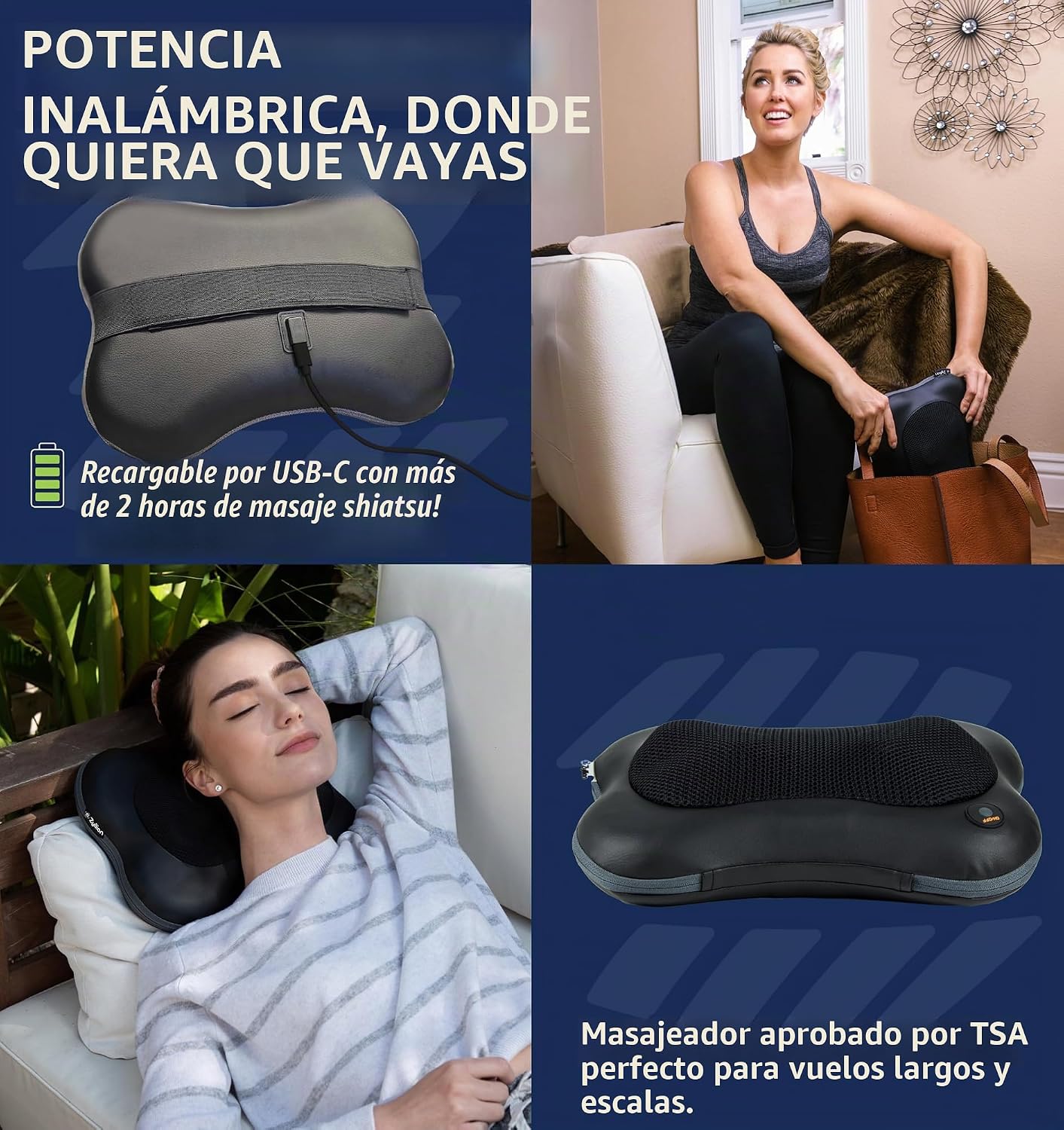 Zyllion ZMA-13RB Masajeador de espalda y cuello con calor para aliv...
