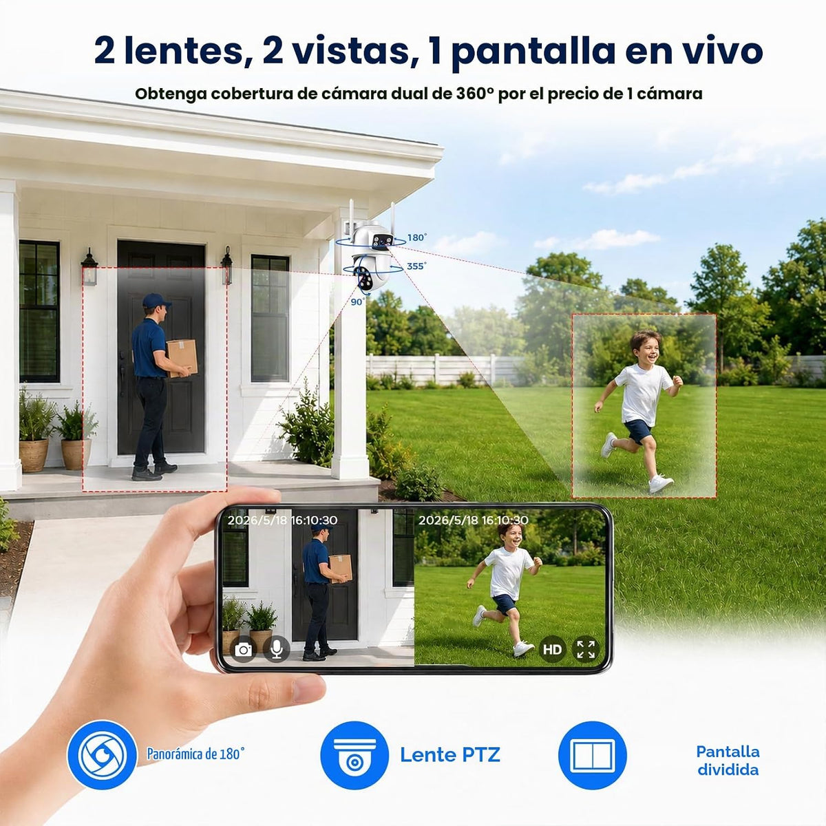 CAMCAMP Sistema de cámara de seguridad para el hogar inalámbrico pa...