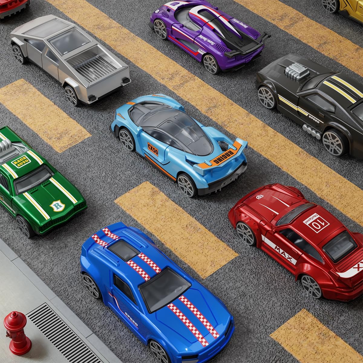 Yewkou Toys Cars Paquete de 18, Juego de vehículos de metal fundido...