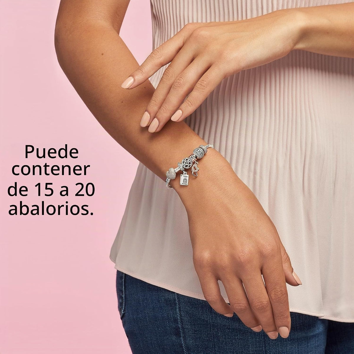 Pulsera de cadena de serpiente con cierre de corazón brillante de P...