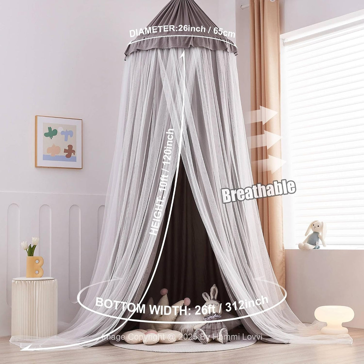 Hommi Lovvi Toldo de cama de doble capa con luces de estrella, 3 pi...