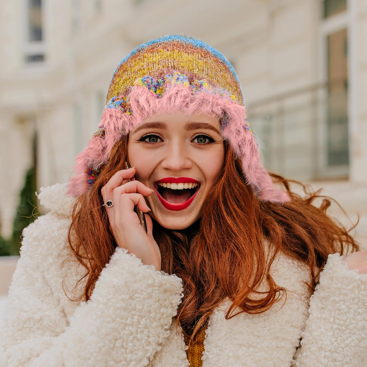 Busnos Gorros de ganchillo para mujer, gorro de moda para mujer, li...