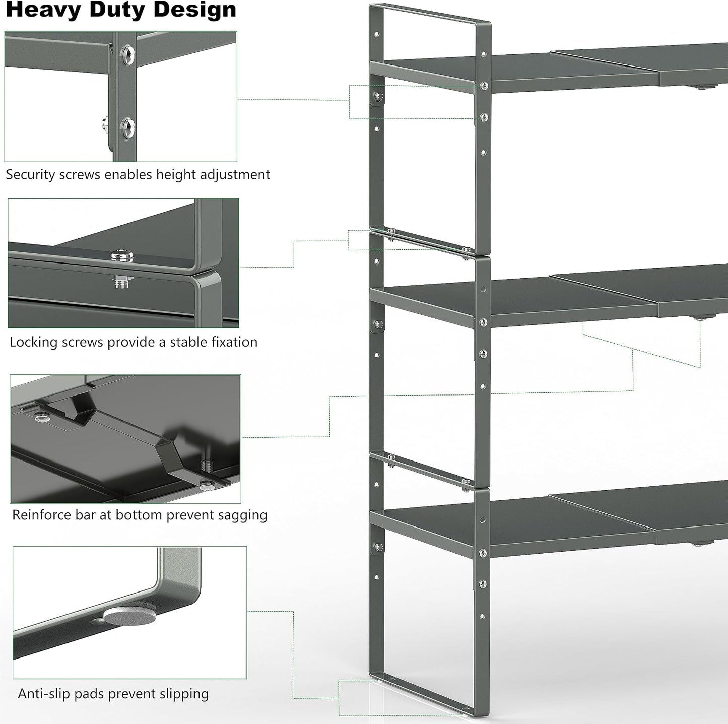 Jojocross Estante organizador de especias apilable expandible en ga...