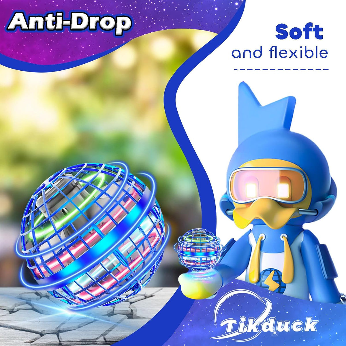Tikduck - Juguetes de bola de orbe volador 2025 con forma de globo...