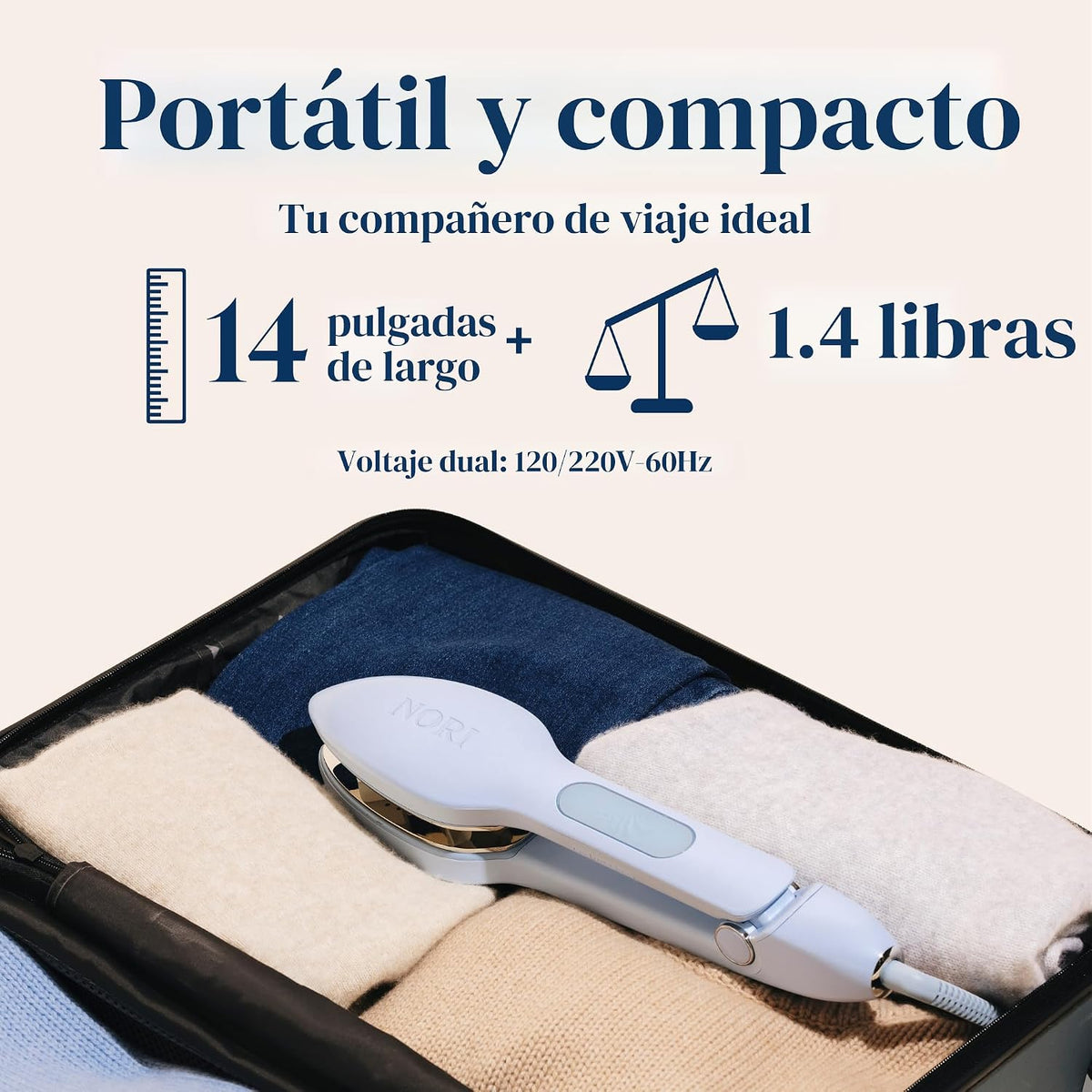 Nori Press Travel Steam Iron - Plancha de mano con 6 ajustes de tel...