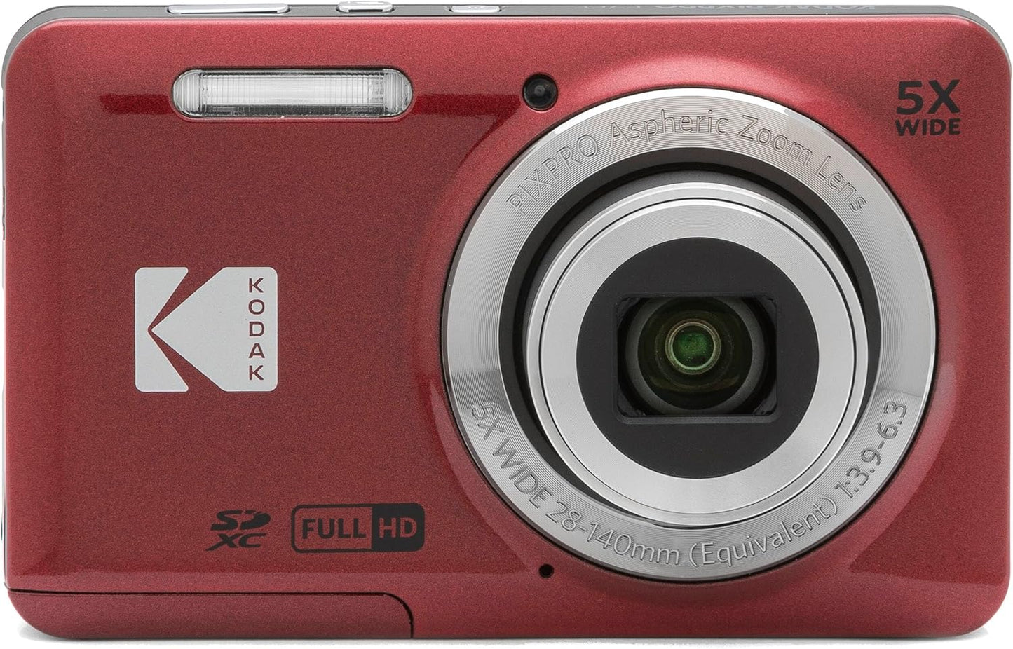 Kodak PIXPRO FZ55 - Cámara digital roja de 16 MP con zoom óptico 5X...