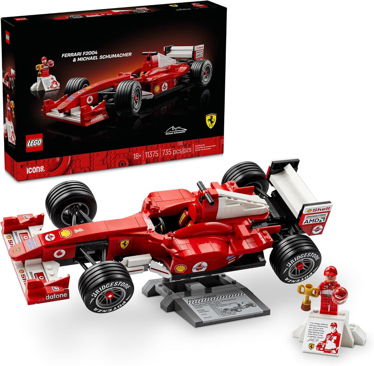 LEGO Icons Ferrari F2004 &amp; Michael Schumacher - Juego de constr...