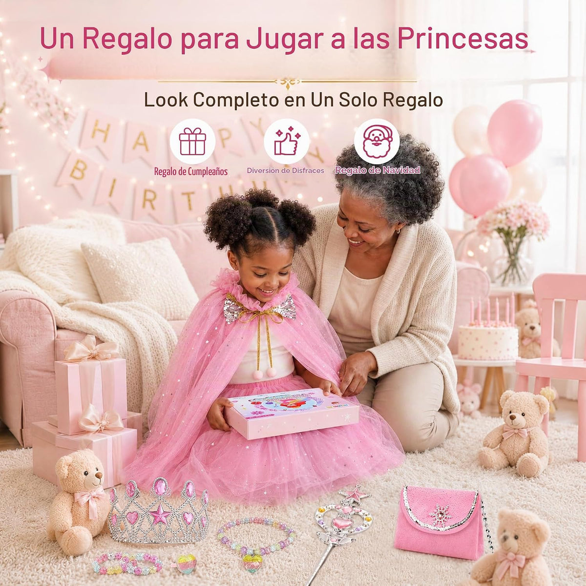 Meland Ropa de princesa para niña, 11 piezas de capa de princesa co...