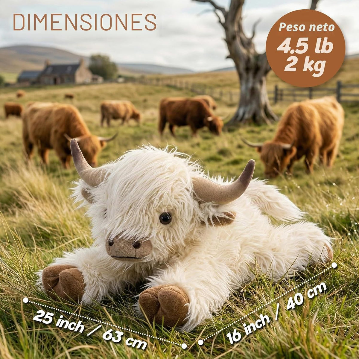 Animales de peluche con peso de vaca de las tierras altas de 25 pul...