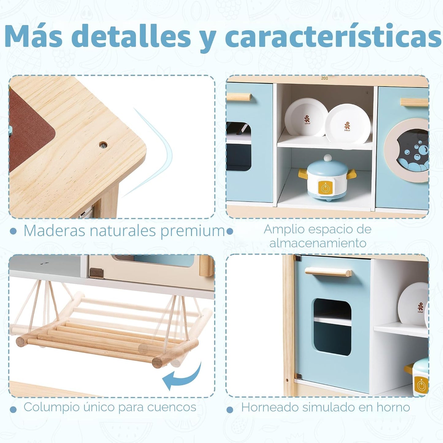 ROBUD Juego de cocina de madera para niños pequeños, regalo de coci...