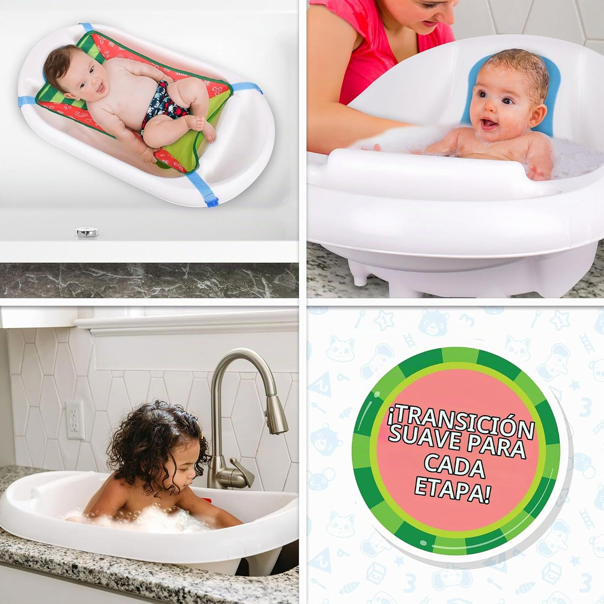 Bañera para bebé de 3 etapas CoComelon | Eslinga infantil extraíble...