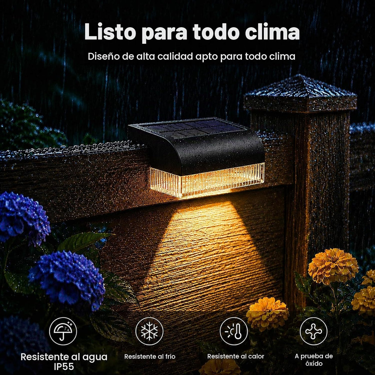 16PK Luces solares para valla al aire libre, impermeables, luces de...