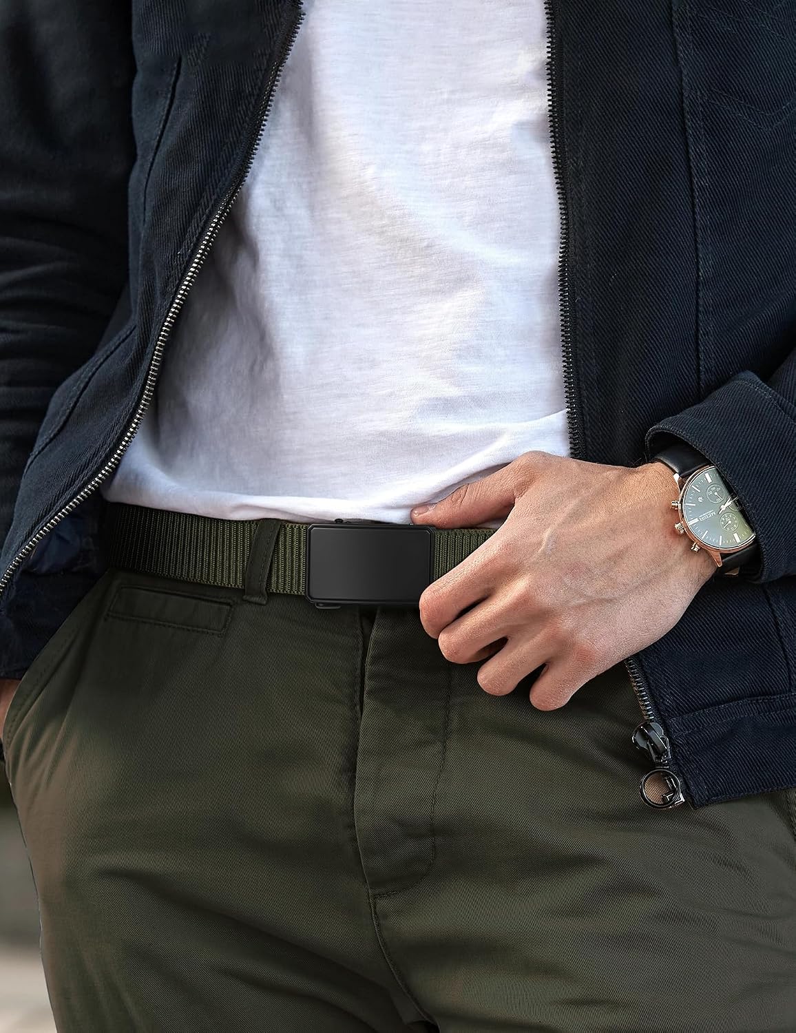 JUKMO - Cinto de nailon con trinquete de 1.5" para hombre, cint...