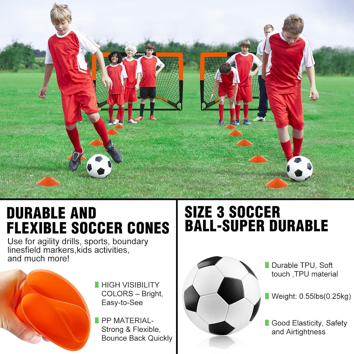 Porterías de fútbol para niños para patio trasero, juego de 2, 4 x...