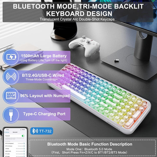 FOPETT Teclado inalámbrico para computadora con retroiluminación RG...