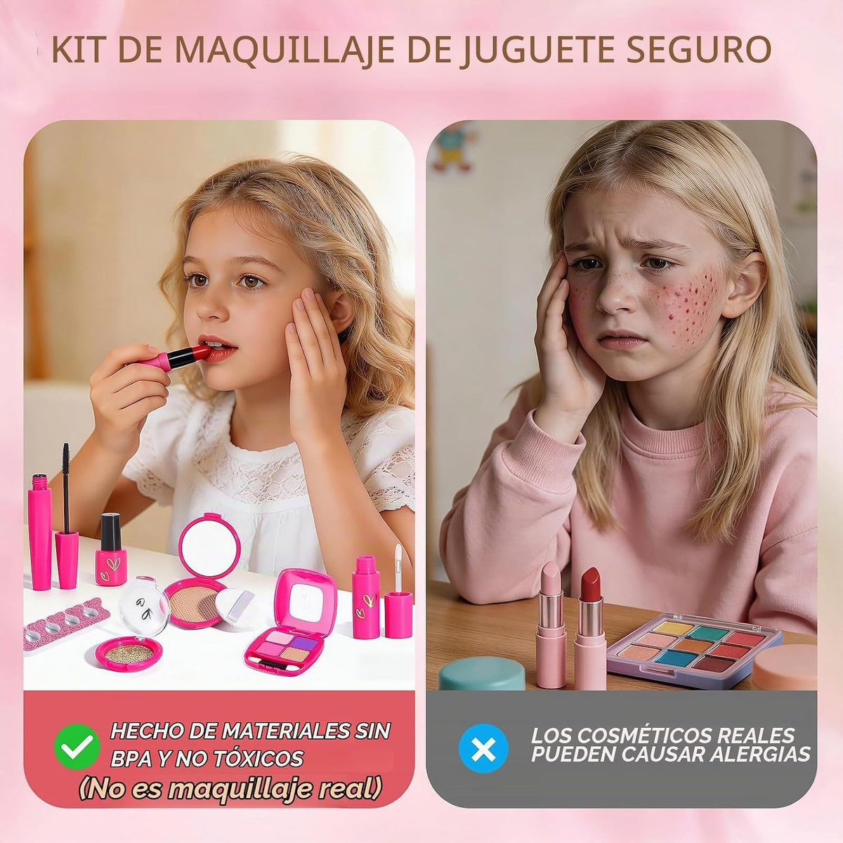 Kit de maquillaje para niñas pequeñas, juego de maquillaje para niñ...