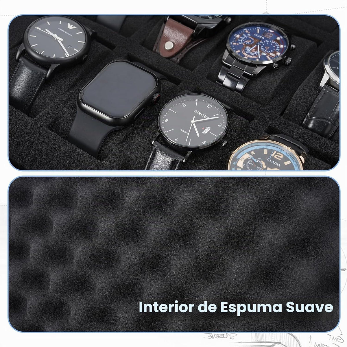 FREEAMG Estuche de viaje para reloj con 21 ranuras para hombres, ca...