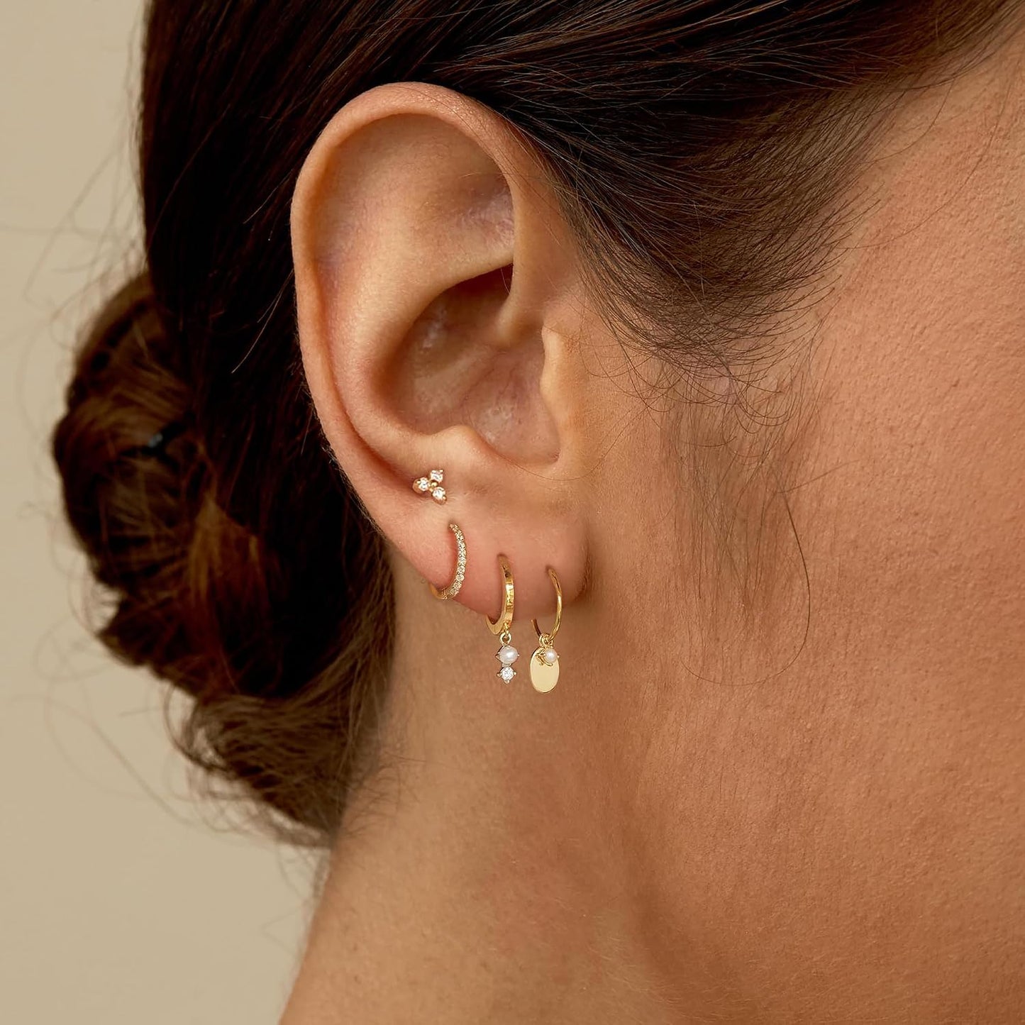 SELFROSE Aretes de oro para mujer, delicados aretes colgantes chapa...