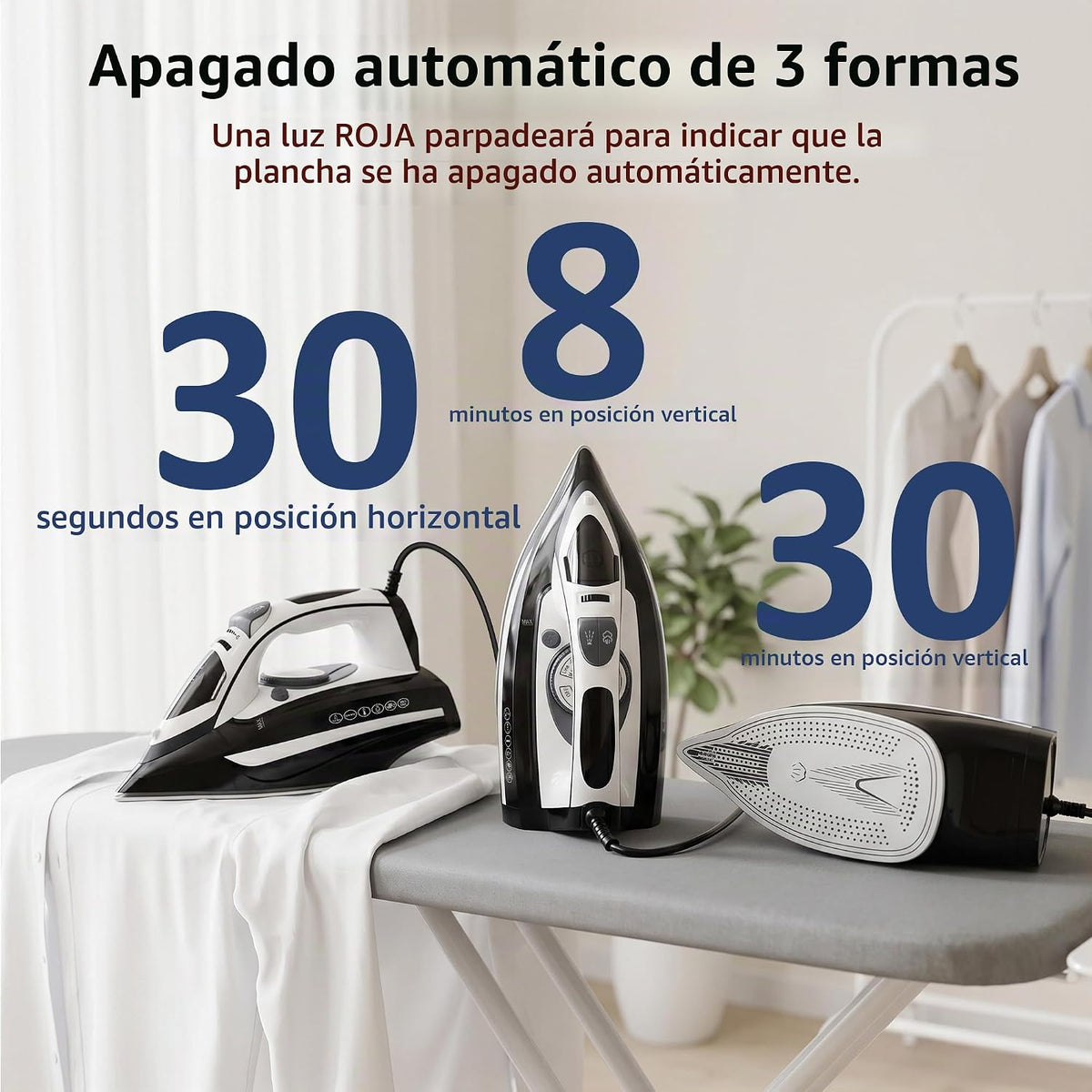 LEVOORA Plancha de vapor para ropa de calentamiento rápido de 20 se...