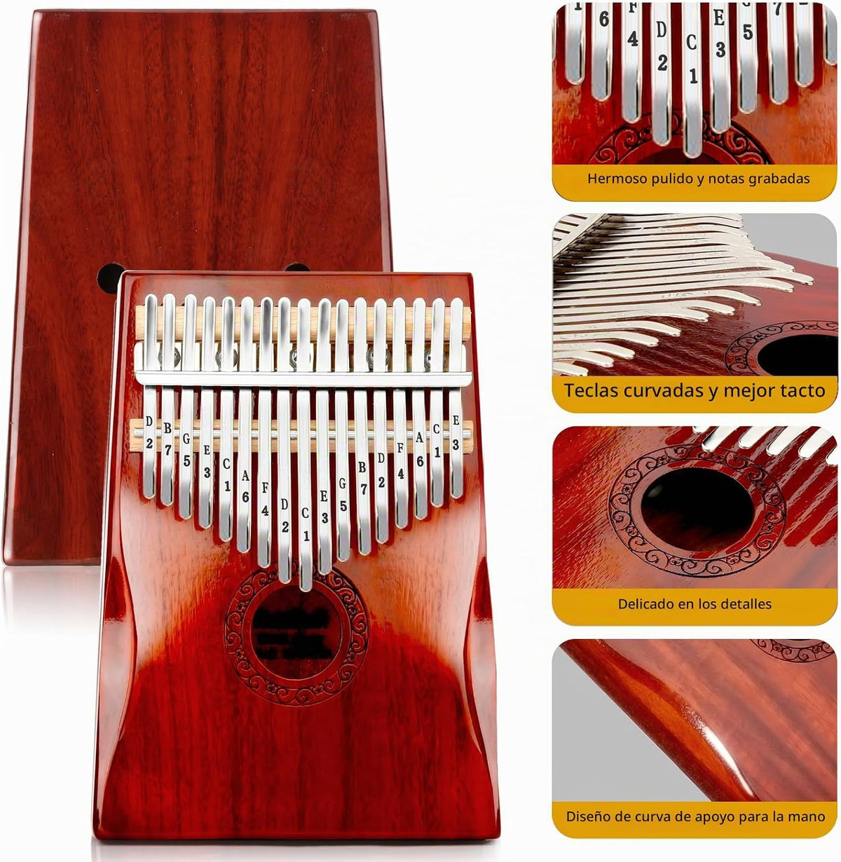 Kalimba Piano de Pulgar, YUNDIE Portátil de 17 Teclas Mbira Piano d...