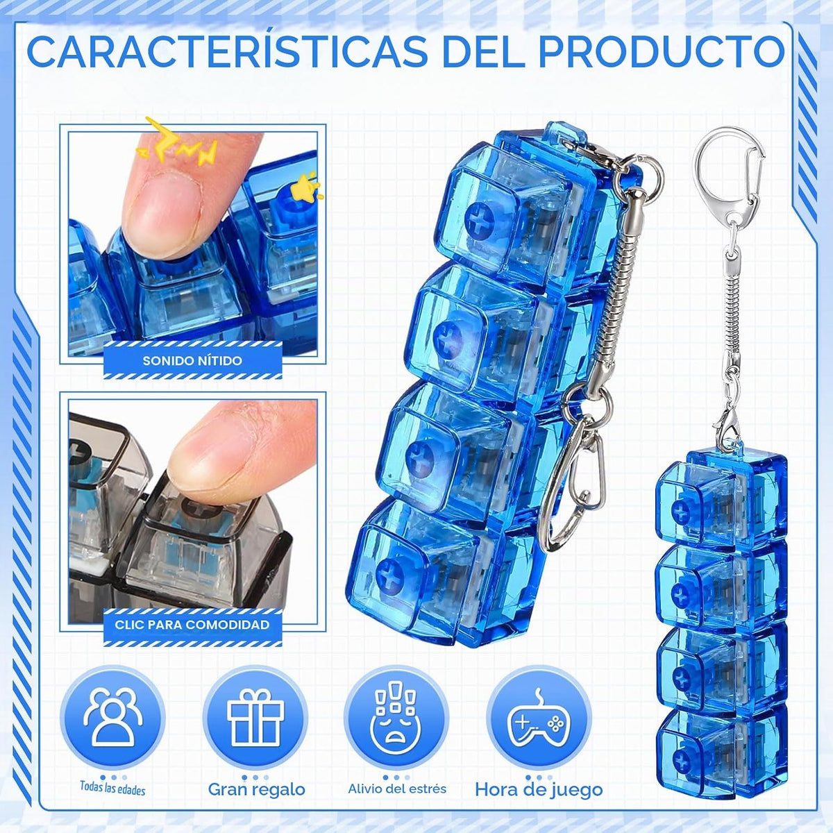 Halloscume 4 Piezas Juguete Fidget de Teclado para Adultos Juguete...