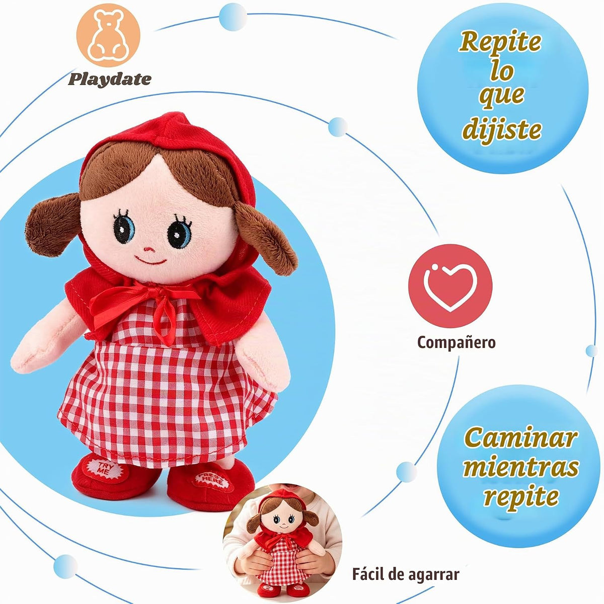 Hopearl Muñeca que Habla y Canta Repite Lo Que Dices Niña Caminante...