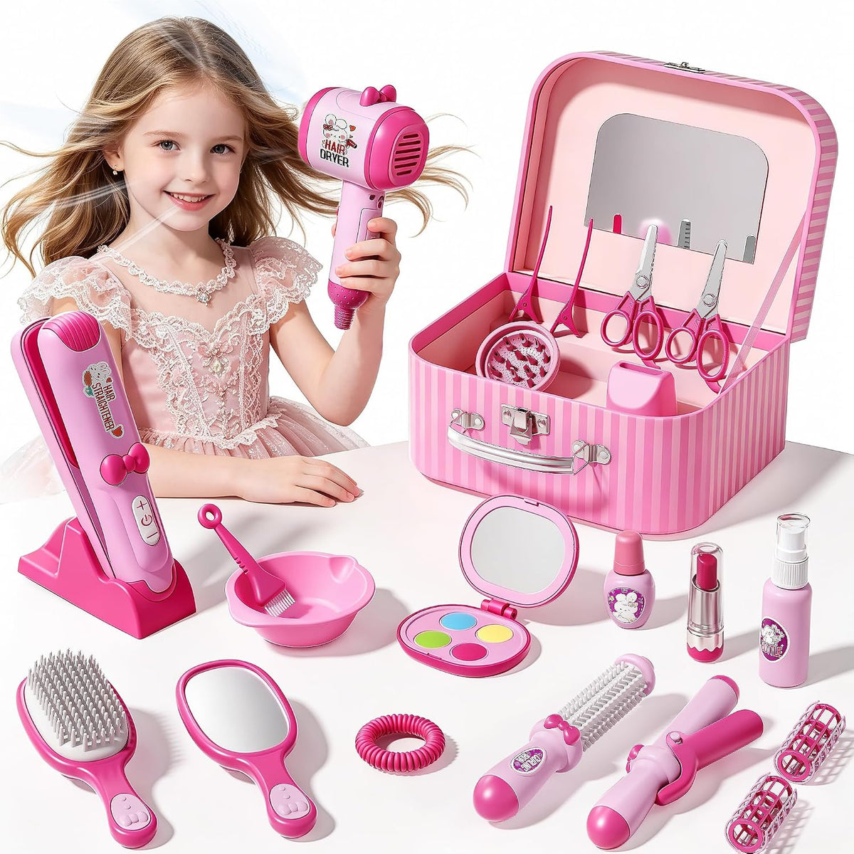 Juguetes de peluquería para niñas de 5 años, kit de maquillaje para...