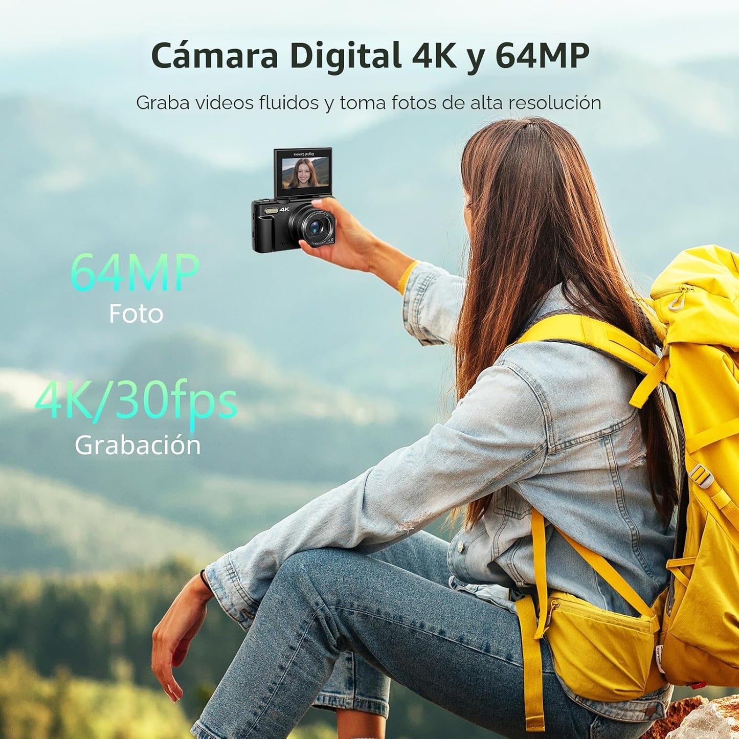 Cámara digital 4K para fotografía, cámara de vlogging de 64 MP con...