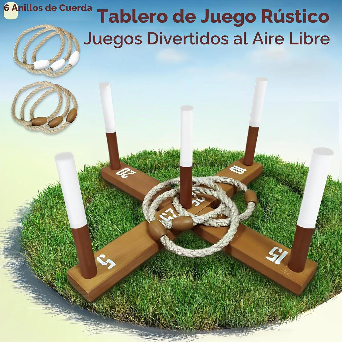 Juego de lanzamiento de anillos CircleCraft, incl. 6 anillos de cue...